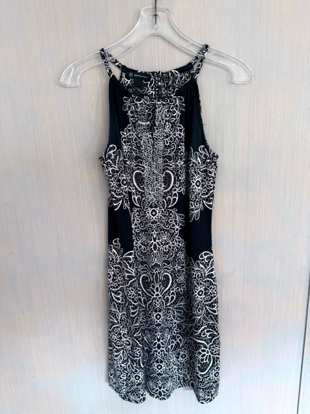 INC Int’l Petite Black & White Lace-Pattern Dress